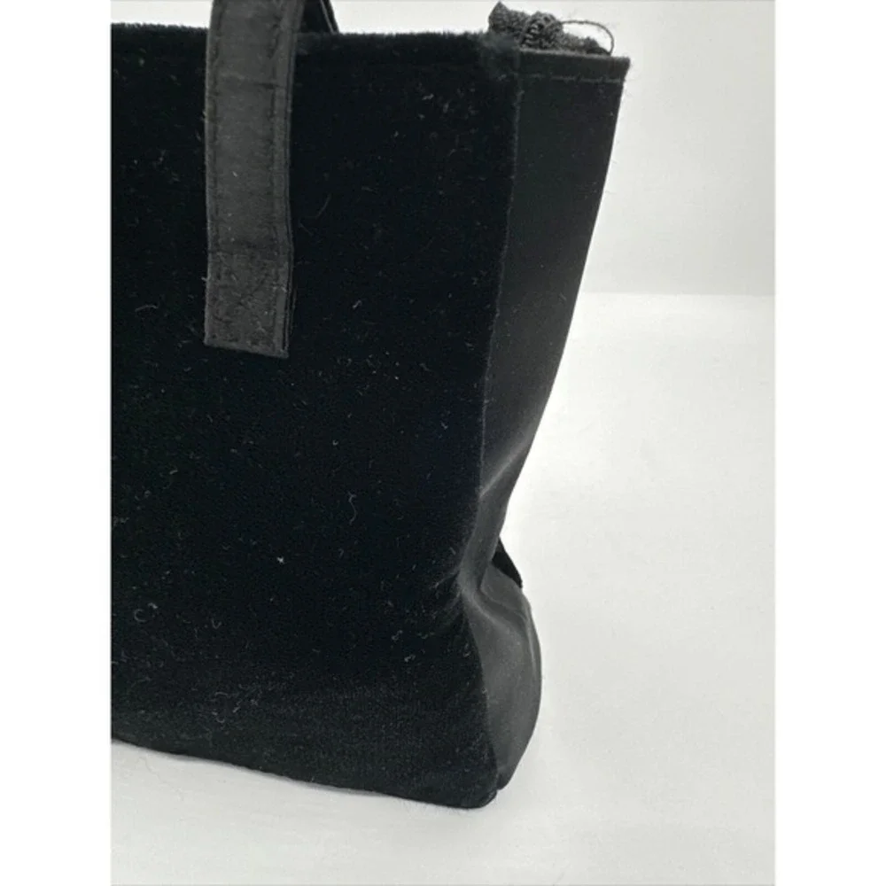 Unbranded Black Velvet Evening Tote Bag Small Purse Minimalist Zipper Goth 25-07